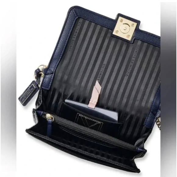 Victoria’s Secret Crossover Chain Shoulder Bag Purse Limited Edition Navy Blue - Picture 7 of 9